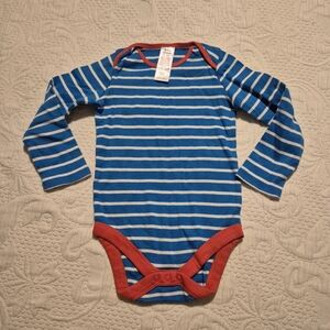 Baby boden boys 18-24 months blue & white stripe bodysuit VGUC